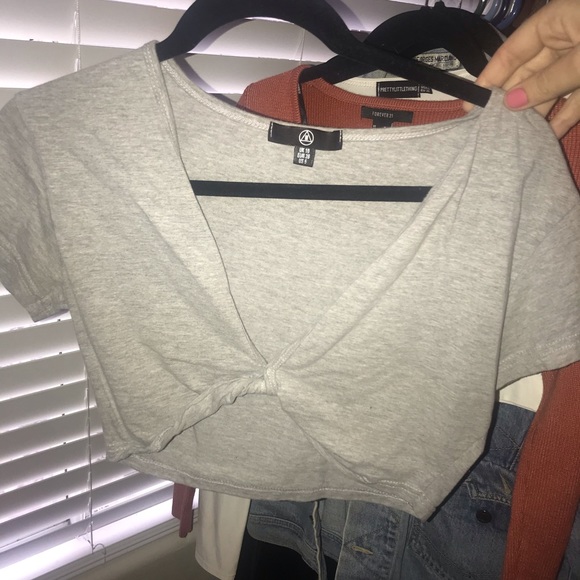 Missguided Tops - MISSGUIDED grey twist crop top